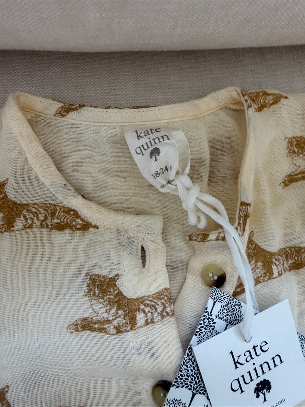 kate quinn Cream One-Piece Footie with Brown Tiger Print - Picture 2 of 4